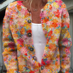Vintage Floral Button-Front Knit Cardigan – product image 1