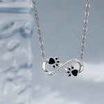 Infinity Paw Print Necklace with Cubic Zirconia, view 2