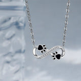 Infinity Paw Print Necklace with Cubic Zirconia, view 2