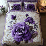 3-Piece Quilted Bedding Set | Purple Rose