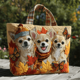 Handcrafted Quilted Tote Bag - Autumn Chihuahua