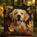Handcrafted Quilted Tote Bag - Autumn Golden Retriever
