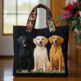 Handcrafted Quilted Tote Bag - Three Labradors