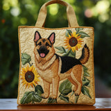 Floral German Shepherd Tote Bag