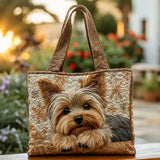 Handcrafted Quilted Tote Bag - Shining Yorkie