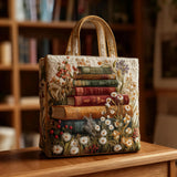 Artistic Quilted Tote Bag - Floral Parchment