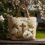 Handcrafted Quilted Tote Bag - Sacred Cross
