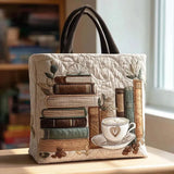 Handcrafted Quilted Tote Bag - Coffee Chapter