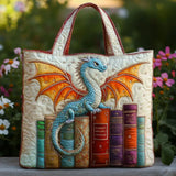 Quilted Tote Bag - Emerald Keeper of Books