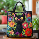 Quilted Tote Bag - Charming Black Cat