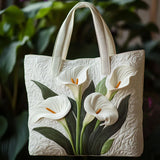 Quilted Tote Bag - White Calla Lily