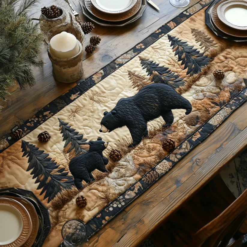 Quilted Table Runner | Black Bear Family