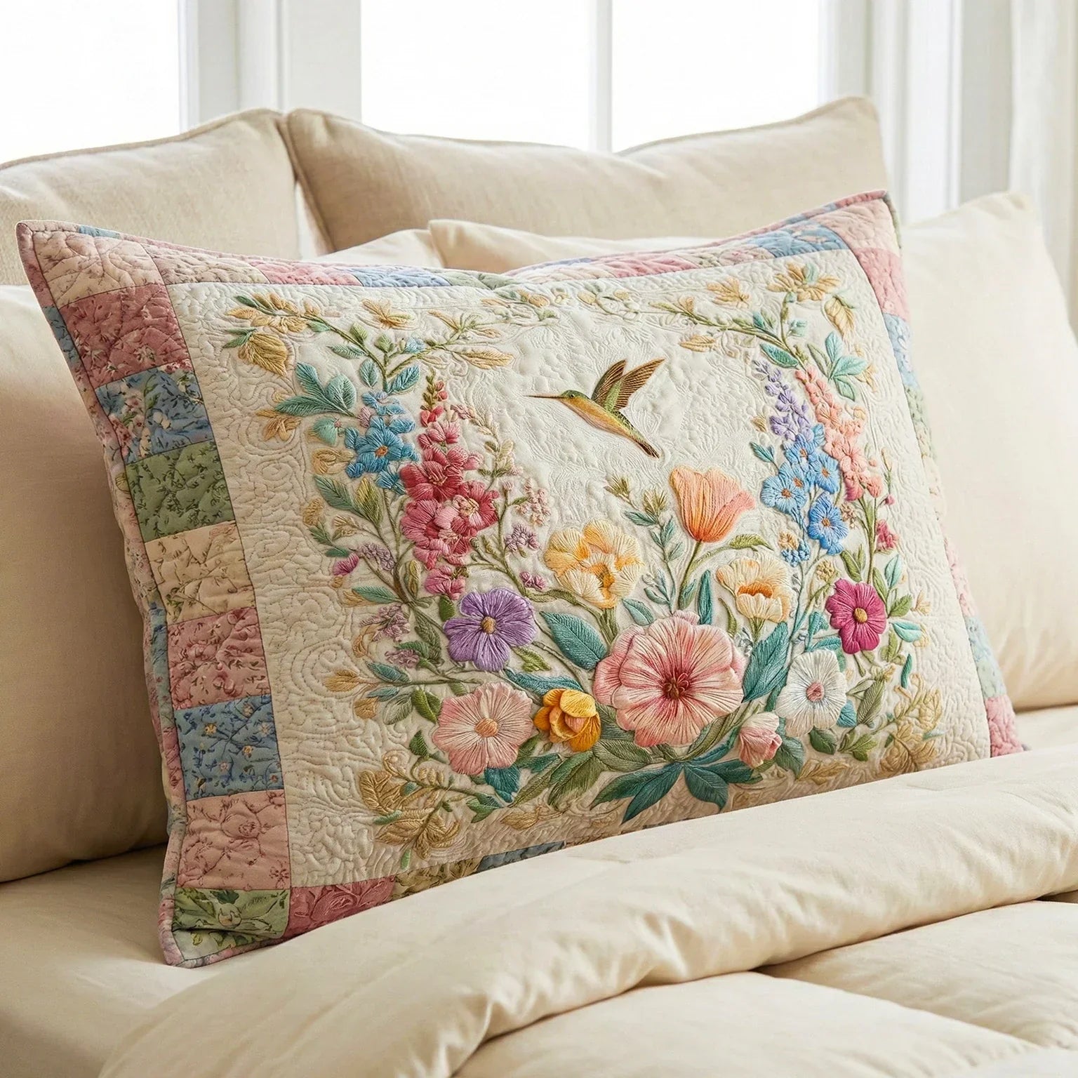Quilted Pillowcase | Flower Fields