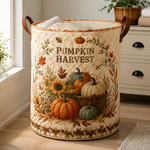 Quilted Laundry Basket – Autumn Pumpkin Harvest – product image 1