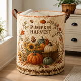 Quilted Laundry Basket – Autumn Pumpkin Harvest – product image 1