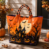 PVC Tote Bag – Haunted Castle and Jack-o’-Lanterns – product image 1