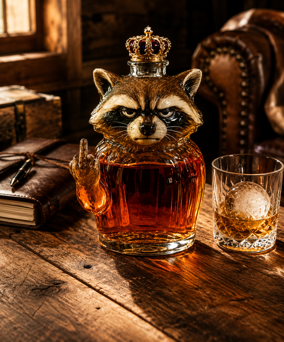 Rebel Raccoon Whisky Decanter, view 3