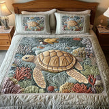 3-Piece Quilted Bedding Set | Turtles