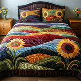 3-Piece Quilted Bedding Set | Sunflower Field Dreams