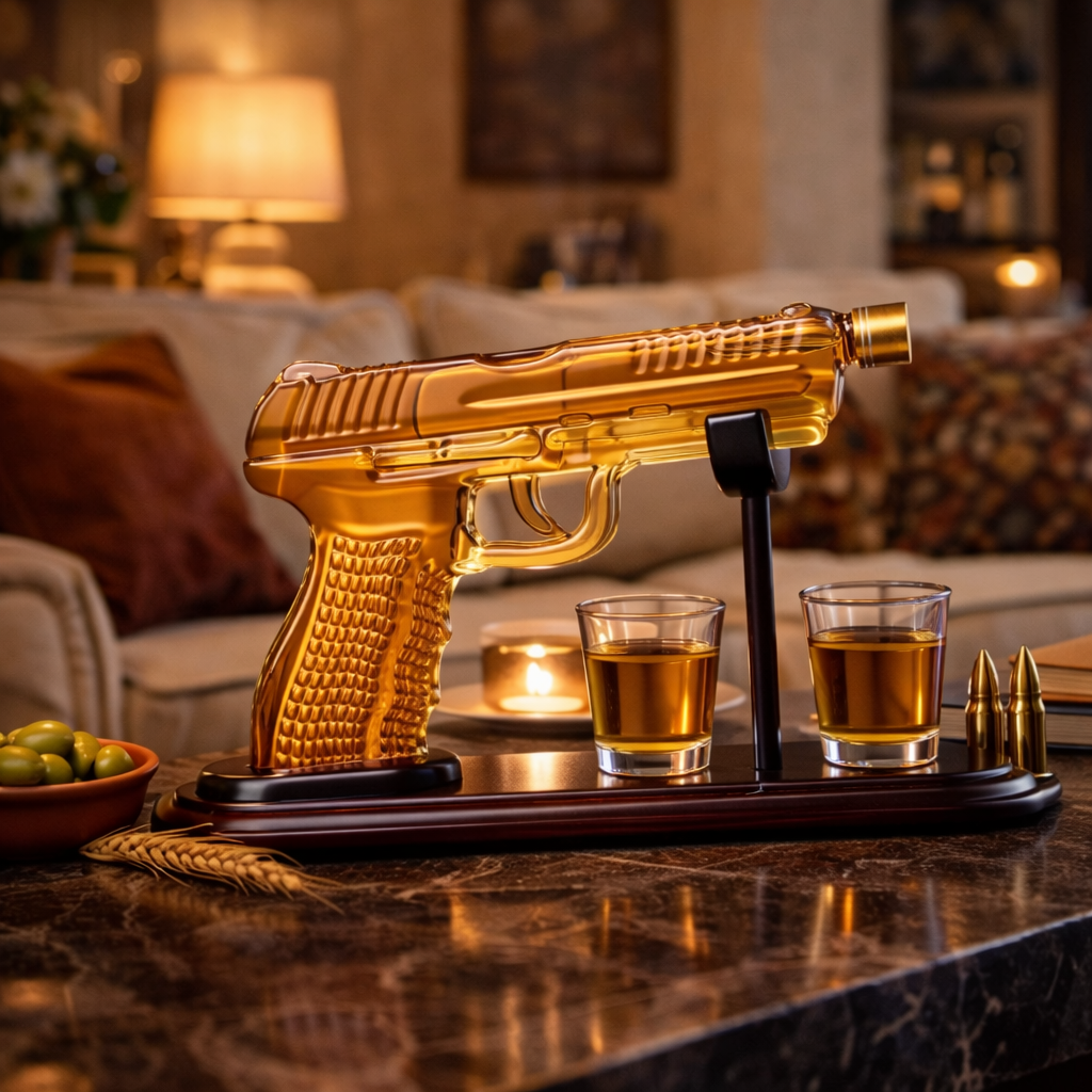 Handgun-Shaped Whisky Decanter Set with Glasses, view 7