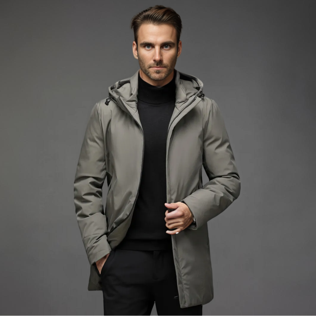 Men's Water-Resistant Hooded Winter Jacket, Slim Fit