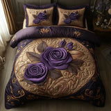 3-Piece Quilted Bedding Set | Purple Rose