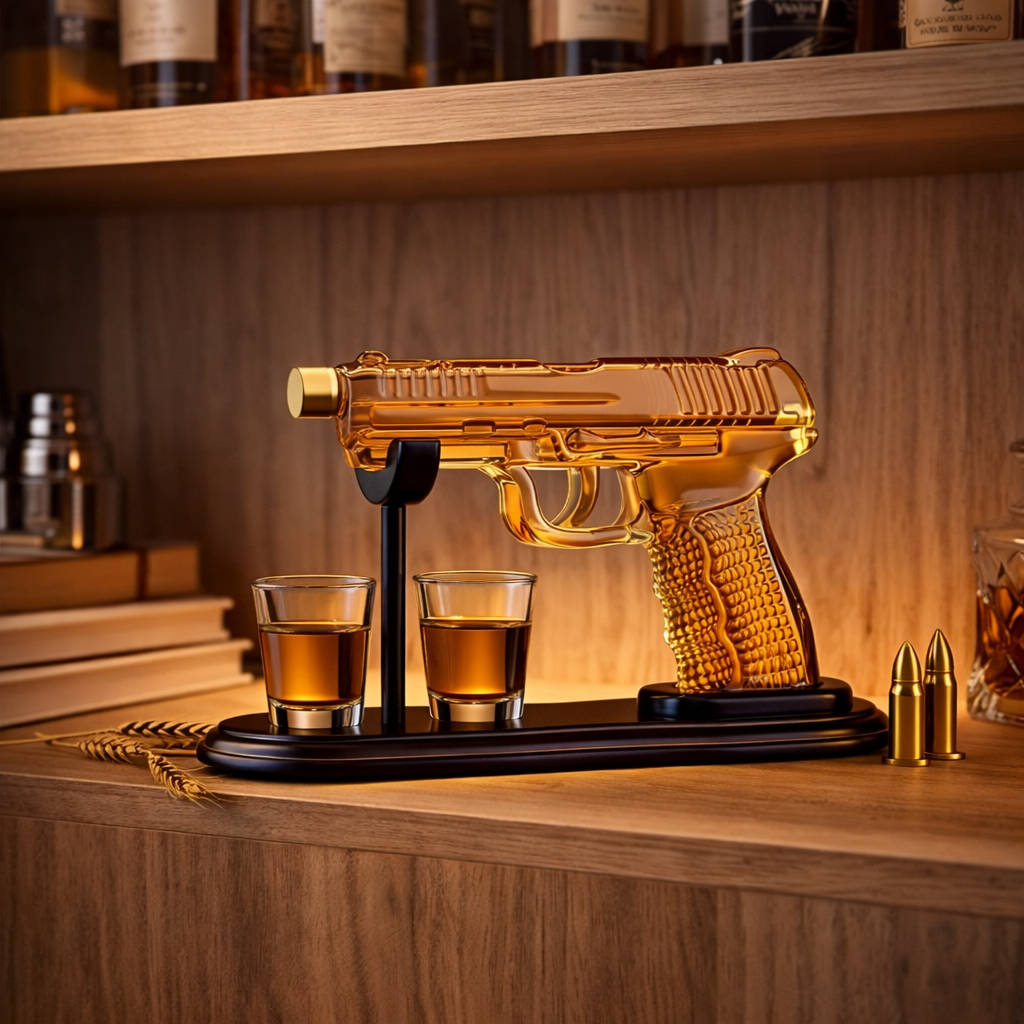 Handgun-Shaped Whisky Decanter Set with Glasses, view 6
