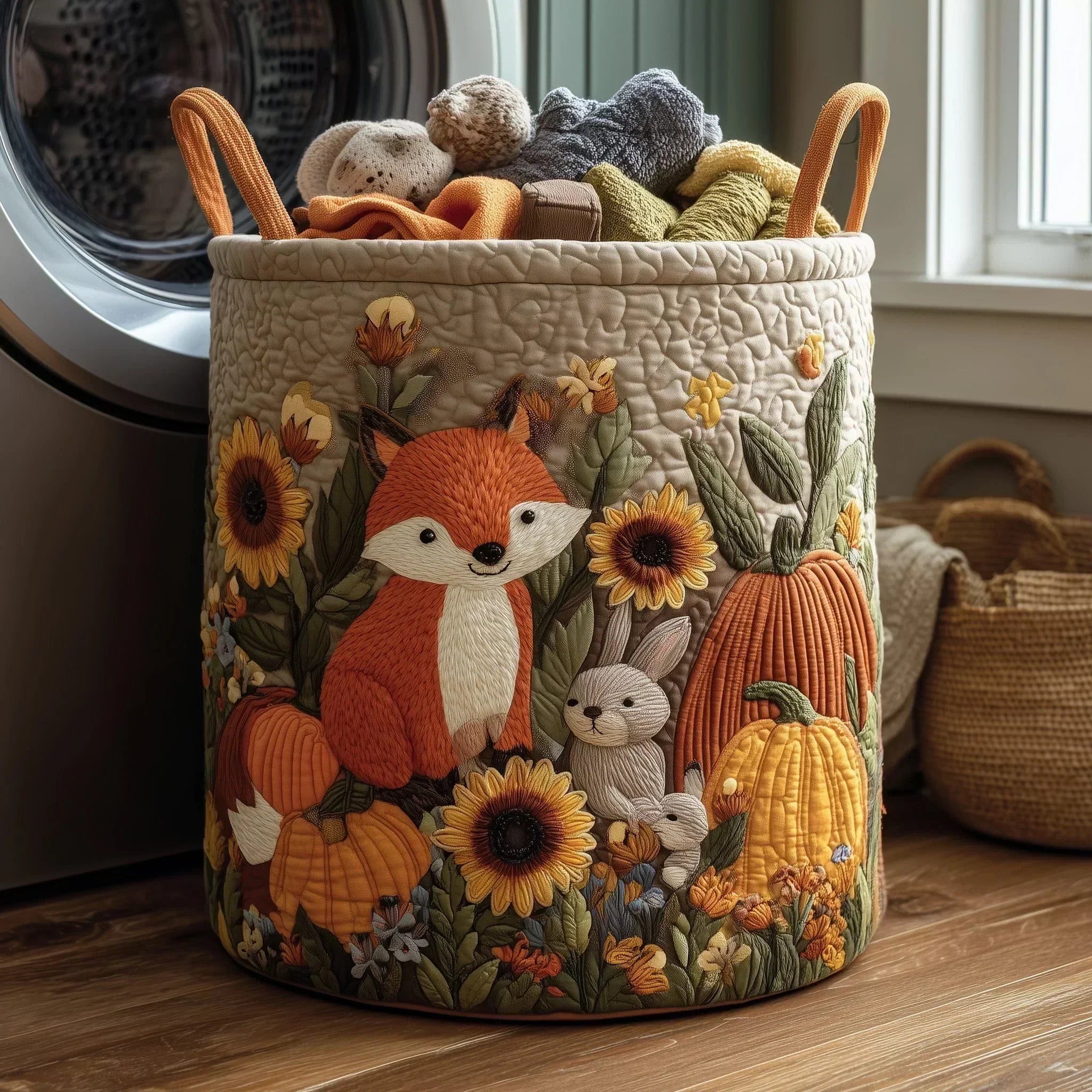 Fox & Friends quilted laundry basket – product image 1