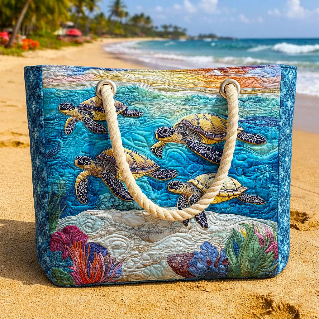 Quilted Beach Bag Sea Turtle – L and XL – product image 2