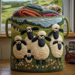 Sheep & Petals quilted laundry basket – product image 1