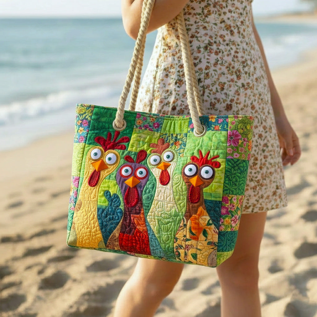 Quilted Beach Bag Hen Multi-Coloured – Gift Idea – product image 1