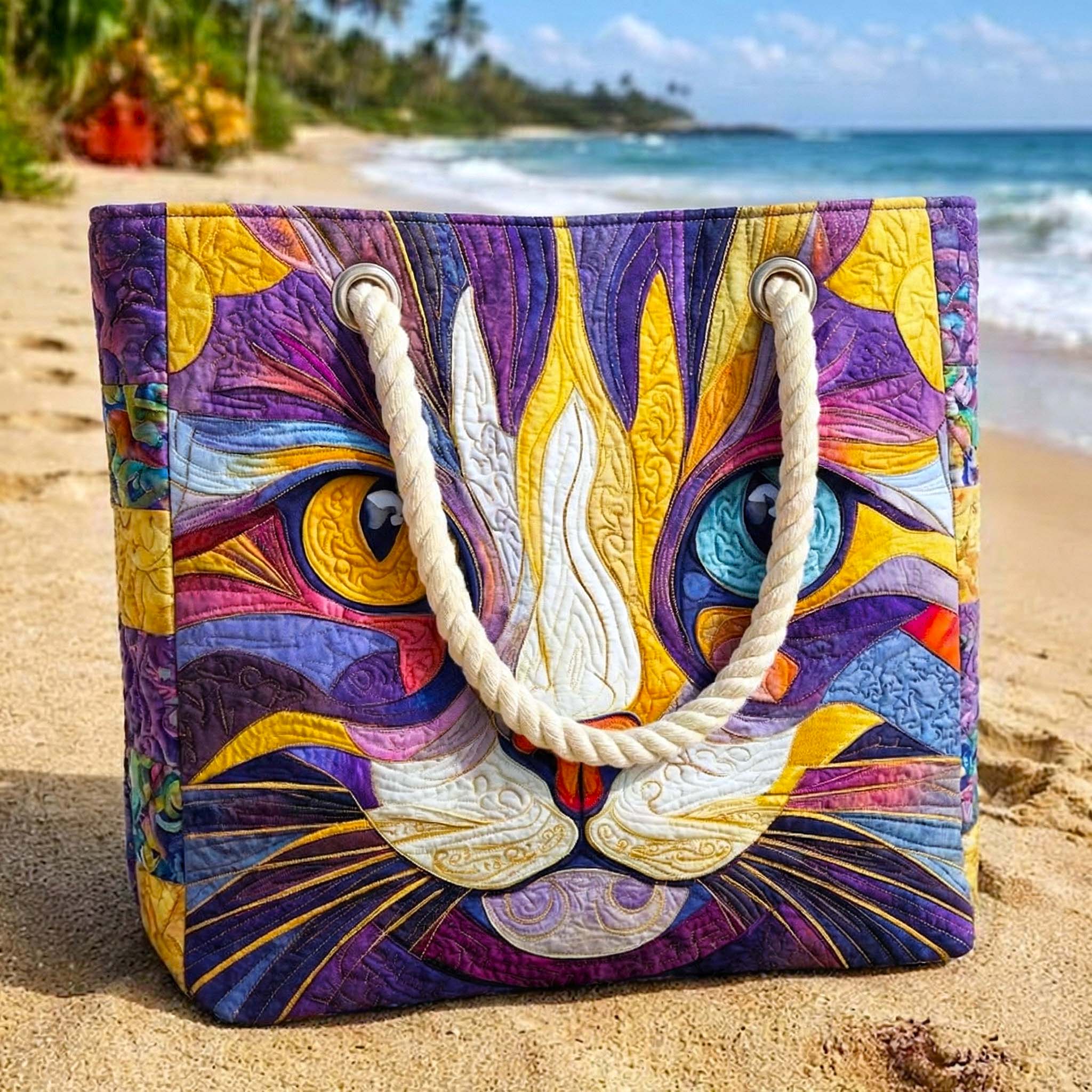 Quilted Beach and Pool Bag Free Spirit Cat – product image 2