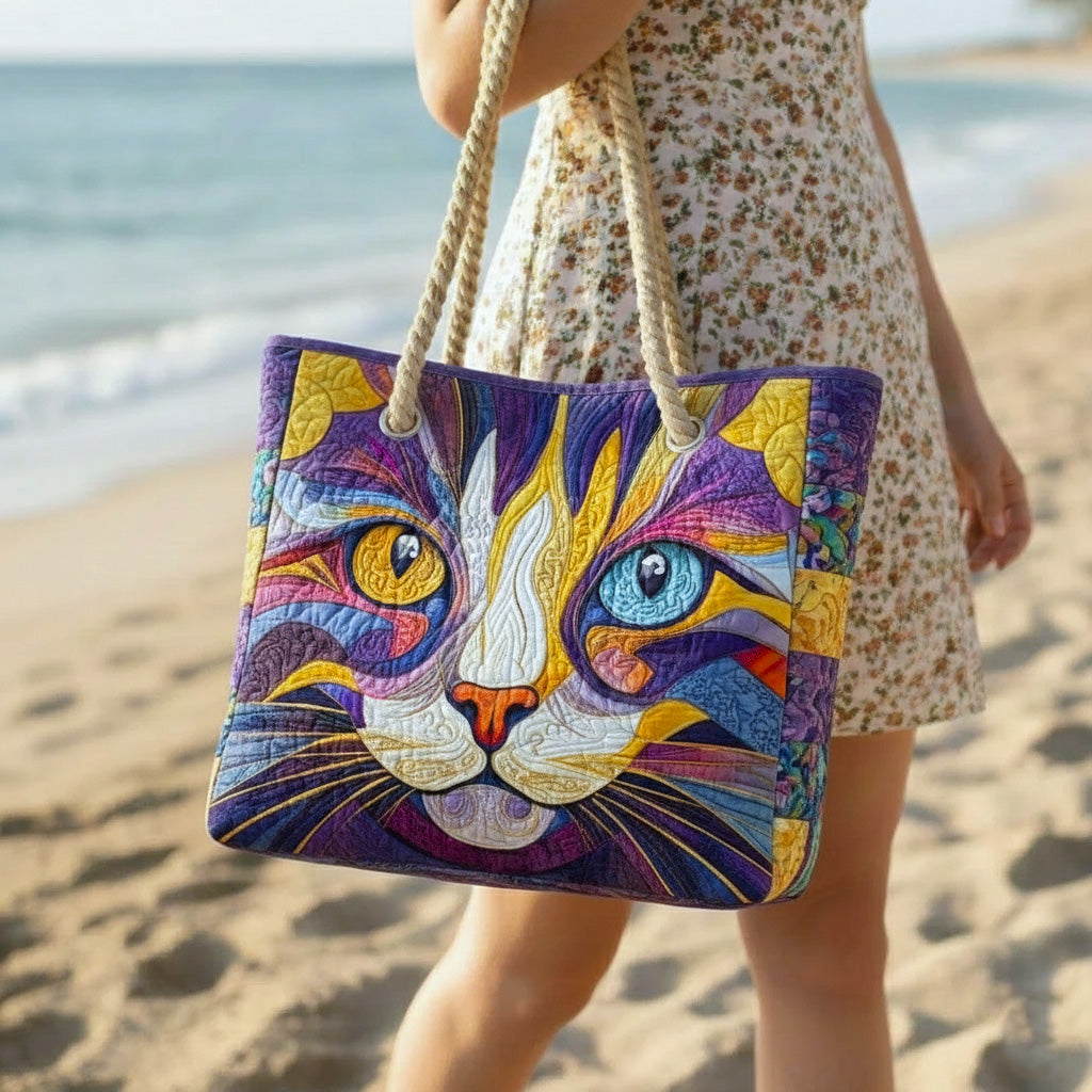 Quilted Beach and Pool Bag Free Spirit Cat – product image 1
