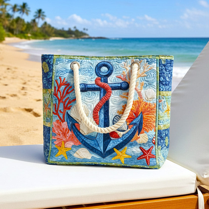 Quilted Nautical Anchor Beach Bag – Spacious and Lightweight – product image 2
