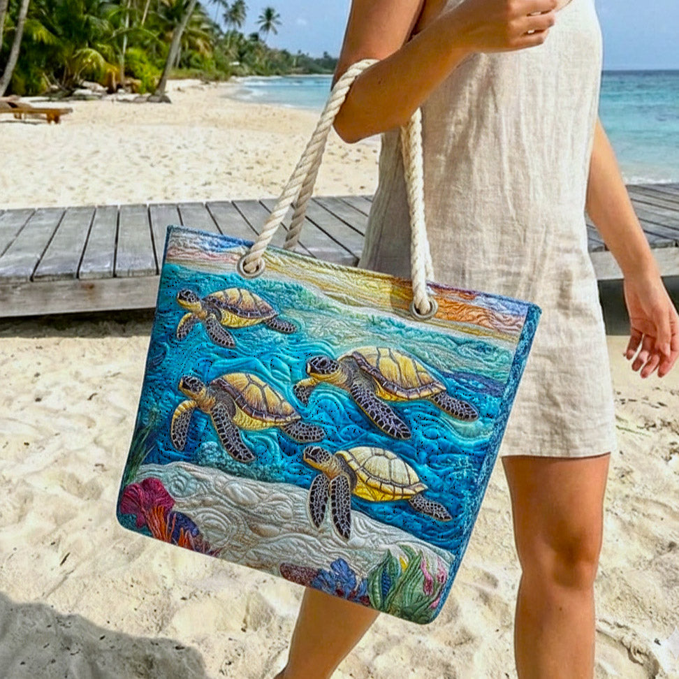 Quilted Beach Bag Sea Turtle – L and XL – product image 1