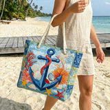 Quilted Nautical Anchor Beach Bag – Spacious and Lightweight – product image 1