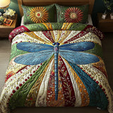3-Piece Quilted Bedding Set | Golden Dragonfly