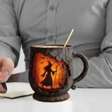 Handcrafted 3D Halloween Mug | Witch and Cat, view 5