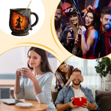 Handcrafted 3D Halloween Mug | Witch and Cat, view 2