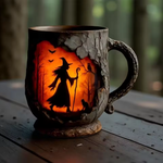 Handcrafted 3D Halloween Mug | Witch and Cat