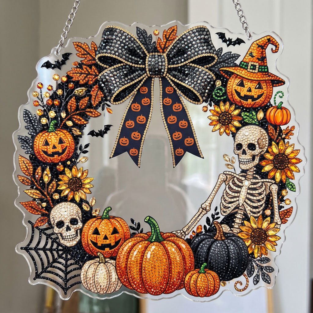 Halloween Pumpkin Wreath – DIY Diamond Art Hanging Decoration – product image 1