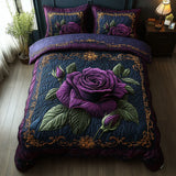 3-Piece Quilted Bedding Set | Purple Rose