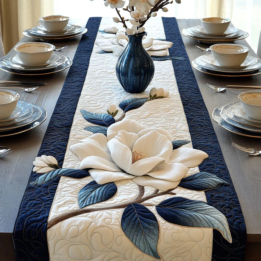 Quilted Table Runner | Tranquil Magnolia