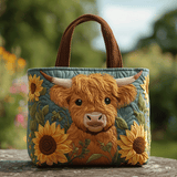Handcrafted Quilted Tote Bag - Pasture Cow