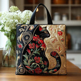 Handcrafted Quilted Tote Bag - Cat Magic