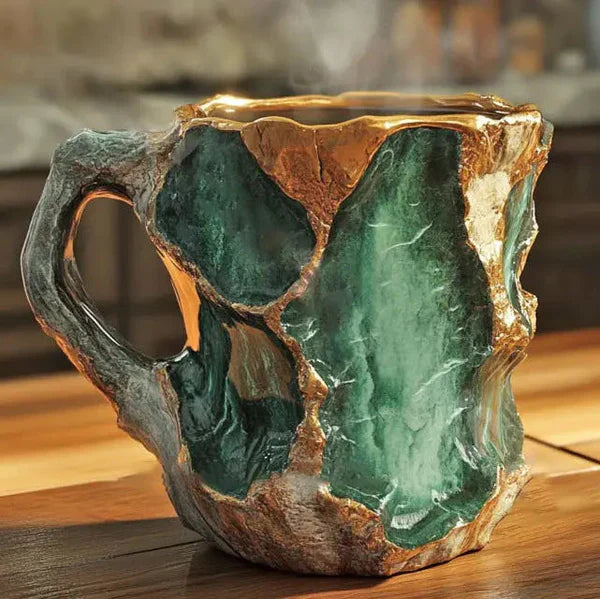 Handcrafted Green Mineral Glass Mug