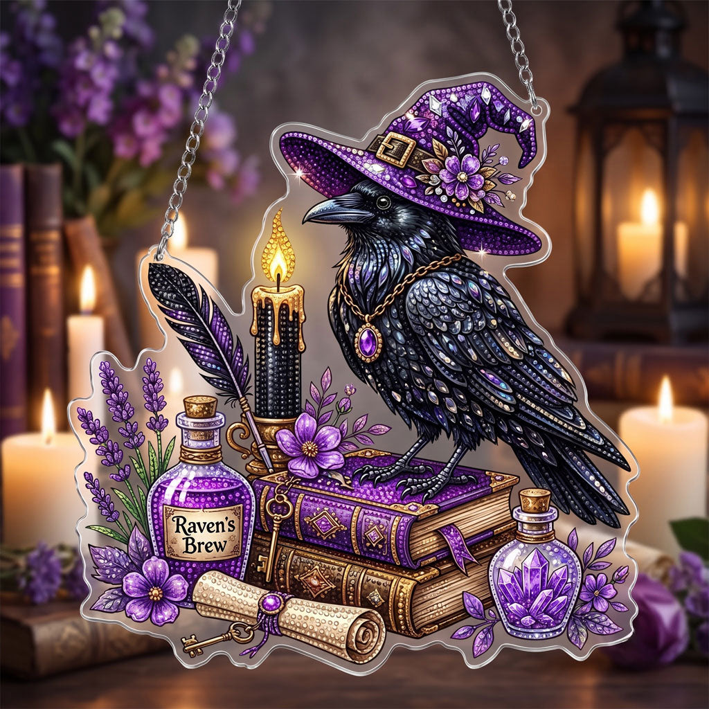 Mystic Witch Raven – DIY Diamond Art Hanging Decoration – product image 1