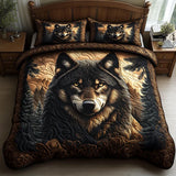 3-Piece Quilted Bedding Set | Forest Wolf