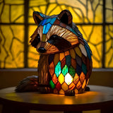 Raccoon | Stained-Glass-Style Lamp