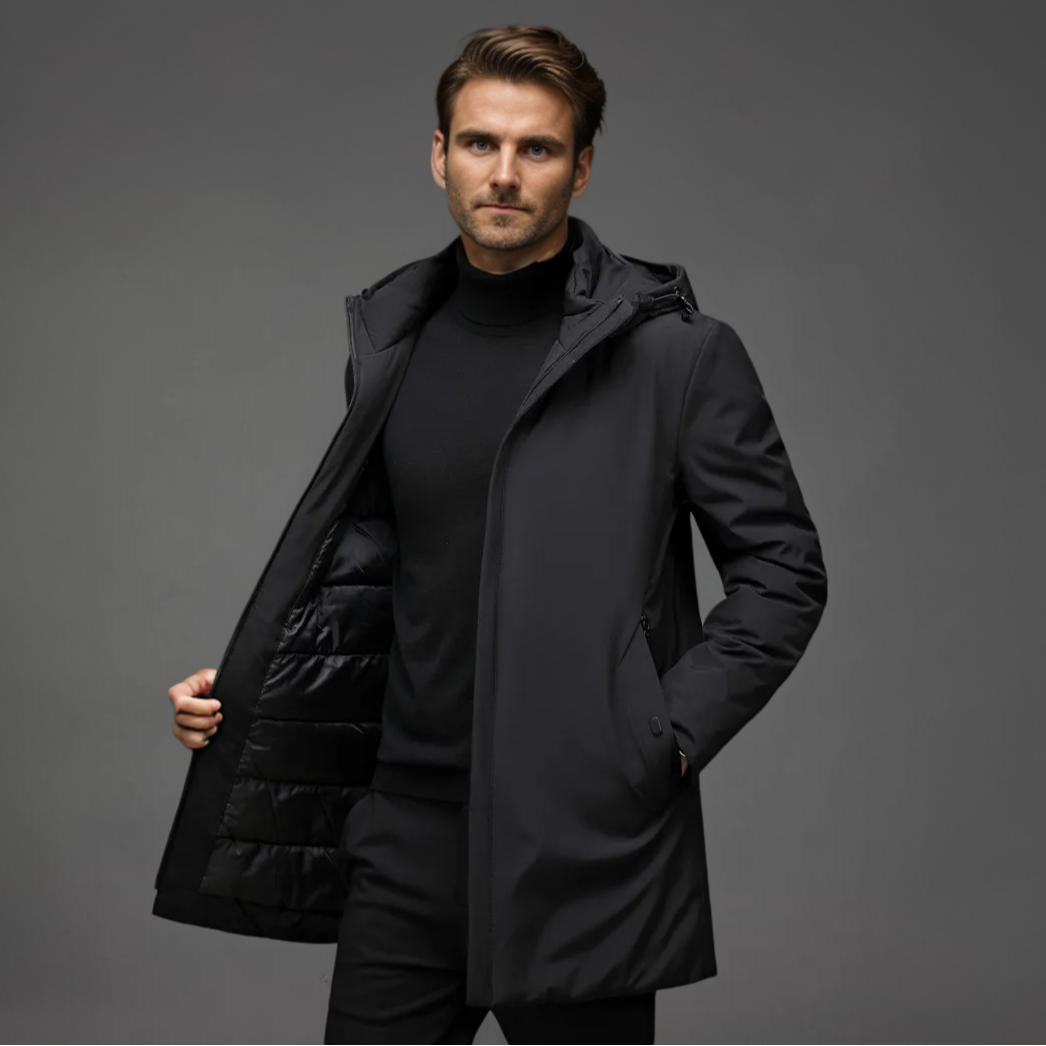 Men's Water-Resistant Hooded Winter Jacket, Slim Fit